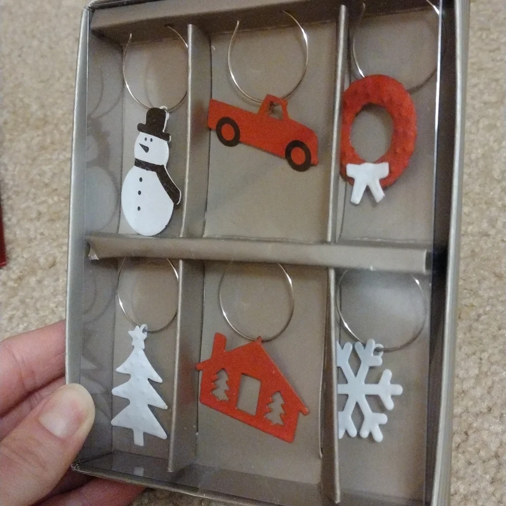 Pier 1 imports drink wine charms Christmas themed